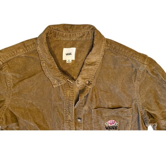 VANS Womens medium Overtime embroidered red Rose Corduroy Button Up Shirt - Picture 5 of 5